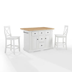 Crosley Julia Wood Top Island W/x-back Stools - KF30067WH