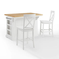 Crosley Julia Wood Top Island W/x-back Stools - KF30067WH