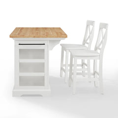 Crosley Julia Wood Top Island W/x-back Stools - KF30067WH