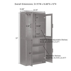 Crosley Essen 2Pc Pantry Storage Cabinet W/Glass Door Hutch Set - KF33066BK