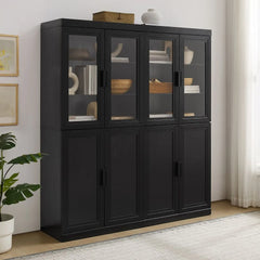 Crosley Essen 2Pc Pantry Storage Cabinet W/Glass Door Hutch Set - KF33066BK