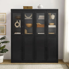 Crosley Essen 2Pc Pantry Storage Cabinet W/Glass Door Hutch Set - KF33066BK