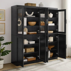 Crosley Essen 2Pc Pantry Storage Cabinet W/Glass Door Hutch Set - KF33066BK