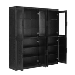 Crosley Essen 2Pc Pantry Storage Cabinet W/Glass Door Hutch Set - KF33066BK