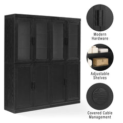 Crosley Essen 2Pc Pantry Storage Cabinet W/Glass Door Hutch Set - KF33066BK