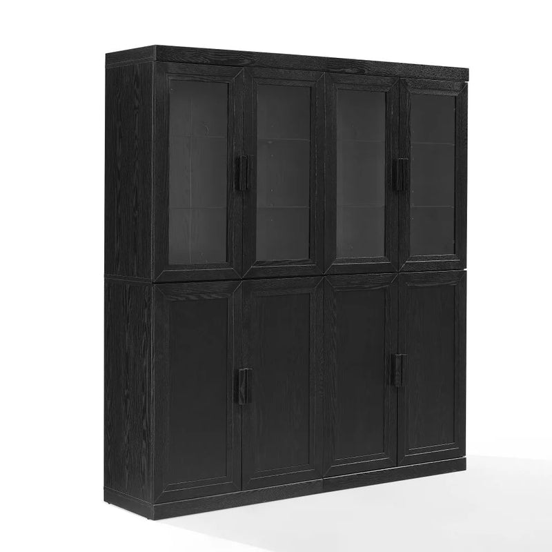 Crosley Essen 2Pc Pantry Storage Cabinet W/Glass Door Hutch Set - KF33066BK