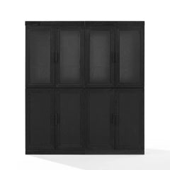 Crosley Essen 2Pc Pantry Storage Cabinet W/Glass Door Hutch Set - KF33066BK