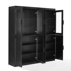 Crosley Essen 2Pc Pantry Storage Cabinet W/Glass Door Hutch Set - KF33066BK