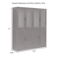 Crosley Essen 2Pc Pantry Storage Cabinet W/Glass Door Hutch Set - KF33066BK