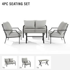 Crosley Otto 4pc Outdoor Loveseat Patio Furniture Set - KO60064MB-GY