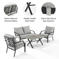 Crosley Otto 4pc Outdoor Loveseat Patio Furniture Set - KO60064MB-GY