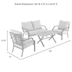 Crosley Otto 4pc Outdoor Loveseat Patio Furniture Set - KO60064MB-GY