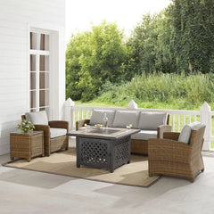 Crosley Bradenton 5pc Outdoor Wicker Sofa Set W/Fire Table - KO70163