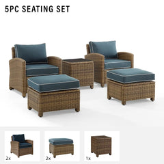 Crosley Bradenton 93 Inch 5pc Outdoor Wicker Armchair Set - KO70182WB