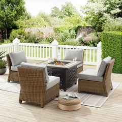 Crosley Bradenton 5pc Wicker Outdoor Chair Set W/ Fire Table - KO70206WB