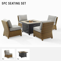 Crosley Bradenton 5pc Wicker Outdoor Chair Set W/ Fire Table - KO70206WB