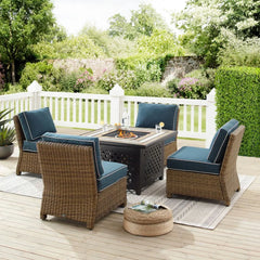 Crosley Bradenton 5pc Wicker Outdoor Chair Set W/ Fire Table - KO70206WB