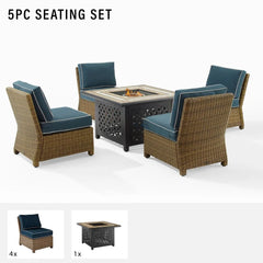 Crosley Bradenton 5pc Wicker Outdoor Chair Set W/ Fire Table - KO70206WB