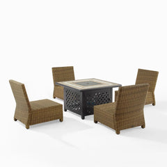 Crosley Bradenton 5pc Wicker Outdoor Chair Set W/ Fire Table - KO70206WB
