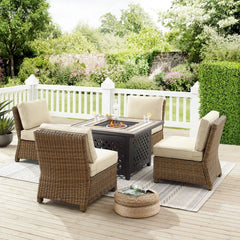 Crosley Bradenton 5pc Wicker Outdoor Chair Set W/ Fire Table - KO70206WB