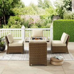 Crosley Bradenton 5pc Wicker Outdoor Chair Set W/ Fire Table - KO70206WB