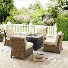 Crosley Bradenton 5pc Wicker Outdoor Chair Set W/ Fire Table - KO70206WB