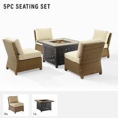 Crosley Bradenton 5pc Wicker Outdoor Chair Set W/ Fire Table - KO70206WB