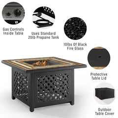 Crosley Bradenton 5pc Wicker Outdoor Chair Set W/ Fire Table - KO70206WB