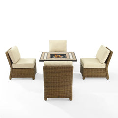 Crosley Bradenton 5pc Wicker Outdoor Chair Set W/ Fire Table - KO70206WB