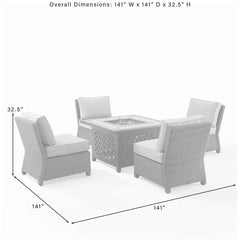 Crosley Bradenton 5pc Wicker Outdoor Chair Set W/ Fire Table - KO70206WB