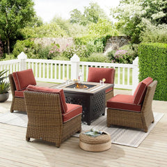 Crosley Bradenton 5pc Wicker Outdoor Chair Set W/ Fire Table - KO70206WB
