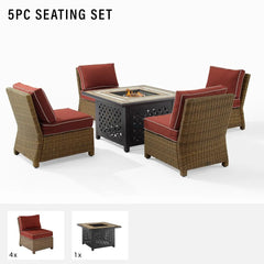 Crosley Bradenton 5pc Wicker Outdoor Chair Set W/ Fire Table - KO70206WB