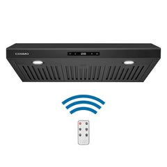 Cosmo Cosmo 30 in. Haven Collection 500 CFM Ducted Under Cabinet Range Hood, Touch Controls, LED Lights in Matte Black - COS-KS6U30-BK