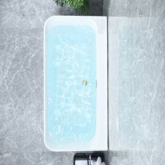 Altair Groda 63" x 30" Flatbottom Freestanding Acrylic Soaking Bathtub with Drain and Overflow - 52863-BAT-WH