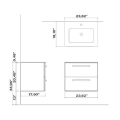 LaToscana Ameno 24" Tekorlux Vanity Top with Integrated Basin - LV100