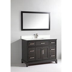 Vanity Art 60- Bath Vanity in Espresso with Engineered Marble Top in White with Basin and Mirror - VA1060