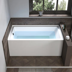 Vanity Art 60"x 32" Acrylic Alcove Skirt Soaking Bathtub with Left Overflow and Drain - B3012-Left
