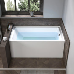Vanity Art 60"x 32" Acrylic Alcove Skirt Soaking Bathtub with Right Overflow and Drain - B3012-Right