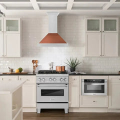 ZLINE 30 in. Convertible Satin Stainless Steel Wall Mount Range Hood with Copper Shell and Stainless Steel Handle - KB4SNX-C-30 - The Home Selection