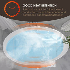 Altair Vespa 63" x 39" Solid Surface Soaking Bathtub with Integrated Overflow - 53263-BAT