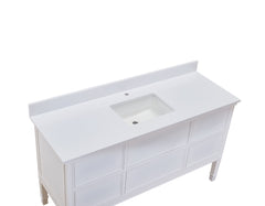 Altair 61 in. Engineered Stone Vanity Top in Milano White with White Sink