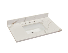 Altair 37 in. Sintered Stone Vanity Top in Calacatta White with White Sink
