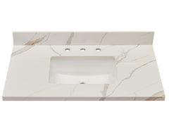 Altair 37 in. Sintered Stone Vanity Top in Calacatta White with White Sink