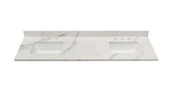 Altair 73 in. Sintered Stone Vanity Top in Calacatta White with White Sink