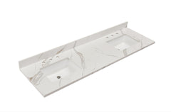 Altair 73 in. Sintered Stone Vanity Top in Calacatta White with White Sink