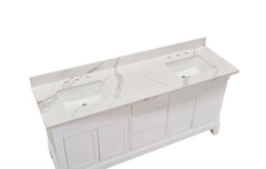 Altair 73 in. Sintered Stone Vanity Top in Calacatta White with White Sink