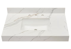 Altair 48 in. Sintered Stone Vanity Top in Calacatta White Apron with White Sink