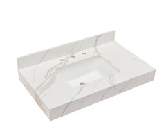 Altair 48 in. Sintered Stone Vanity Top in Calacatta White Apron with White Sink