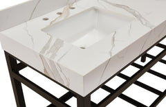 Altair 60 in. Sintered Stone Vanity Top in Calacatta White Apron with White Sink