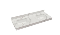 Altair 60 in. Sintered Stone Vanity Top in Calacatta White Apron with White Sink